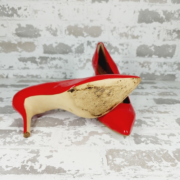 BCBG Generation Red Patent Leather Pointed Toe High Heels Pumps O 418 - Picture 6 of 10